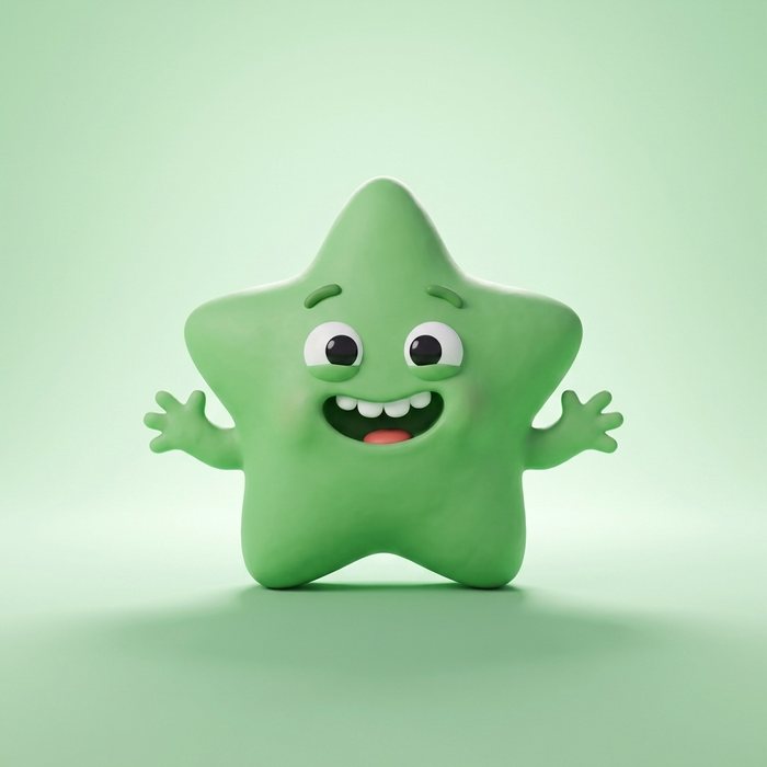Zizzy, a silly green star Gumbloo